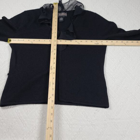 Norton Mc Naughton black vintage sweater sheer ruffle neckline Goth fairy grunge - Picture 5 of 7